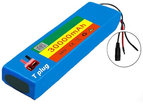Batería para Bicicleta Eléctrica 36V 30Ah Batería de Litio para Patinete Eléctrico 10S2P con Cargador Paquete de Baterías de Iones de Litio para Motores de 100W a 500W T Plug,36V 30Ah