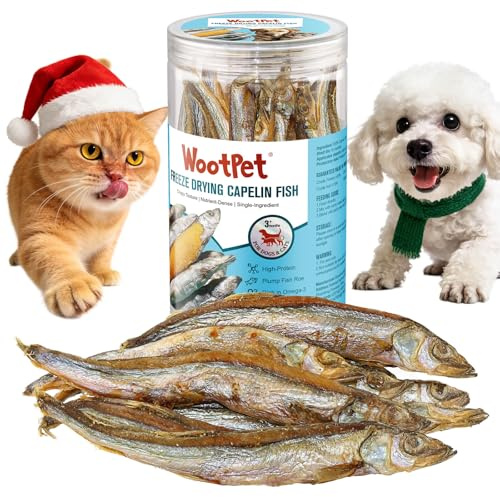 WootPet Whole Capelin Cat Treats Freeze Dried - Crunchy Dental Sticks, Single Ingredient Snacks, Rich in Natural Oils for a Glossy Coat & Healthy Skin - No Grains, No Fillers 3.5oz