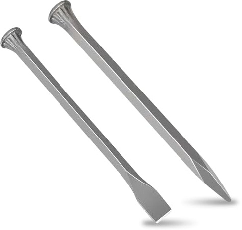 2-Teiliges Kaltmeißel-Set, Enthalten Flachmeißel Spitzmeißel 30cm Hochgekohlter Stahl Kaltmeißel Steinmeißel Fliesemeißel Meißel für Stein Beton Mauerwerk