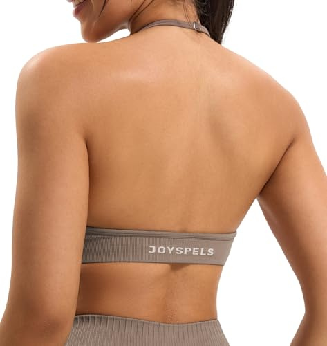 JOYSPELS Neckholder Sport BH Rückenfrei Bustier Damen Gepolstert Push Up BH trägerloser Ohne Bügel Sport Top Fitness Bra