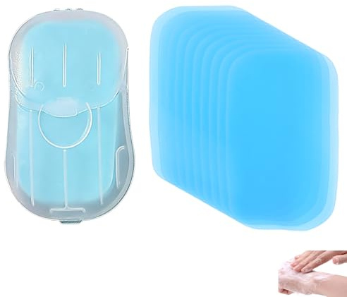 50 PCS Travel Soap Sheets, Paper Soap, Wash Leaves Foaming Flakes, Disposable Sheets for Hand Body Face Washing, Portable Solid for Home Travel Hiking Festivals Outdoor, Lightweight Airport Friendly