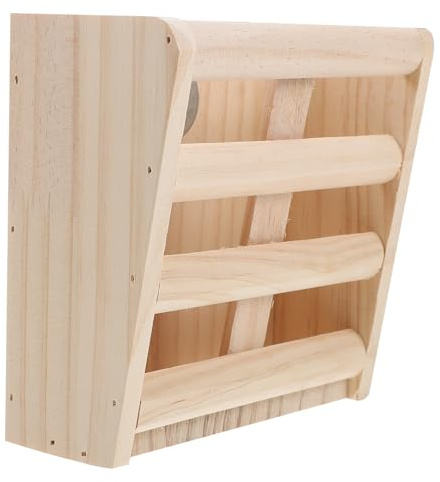 Kichvoe Mangeoire en Bois pour Cage à Lapins Support Fixe, Étagère en Bois Naturelle Anti-déchets pour Cobayes et Chinchillas, Distributeur de Nourriture Intérieur pour Petits Animaux,