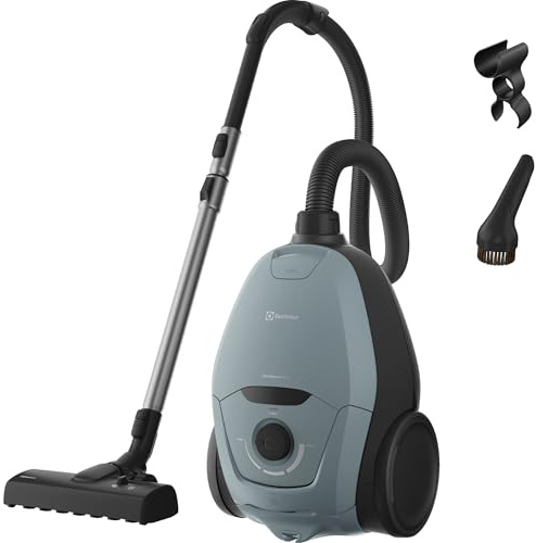 Electrolux Golvdammsugare Ultra Silencer Plus EUSP-2MB4B, Tyst dammsugare med påse 64 dB, AllFloor Auto-munstycke för alla golv, HEPA E12-filter, 12 m räckvidd, Misty Blue