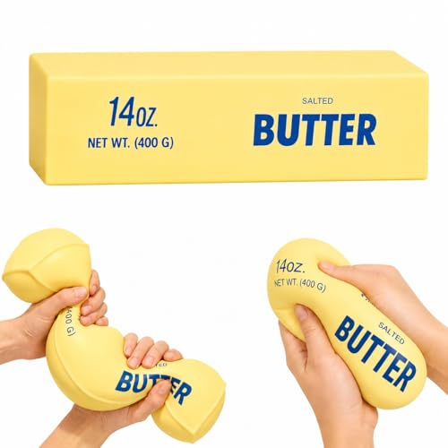 9.5 Inch Giant Butter Squishy, Cheese Squishy Fidget Toys, Sensorik Anti Stress Spielzeug, Squishies Quetschball Stressball für Stressabbau Kinder Erwachsener ADHD Autismus Geschenke