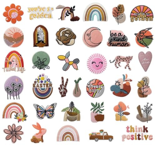 36 Stück Bügel Patches zum Aufbügeln, Praktisch Bügelpatches für Erwachsene, Aufbügel Patches Erwachsene, Vielseitig Einsetzbare Bügel Patch, Patch zum Aufnähen, Verschiedene Muster