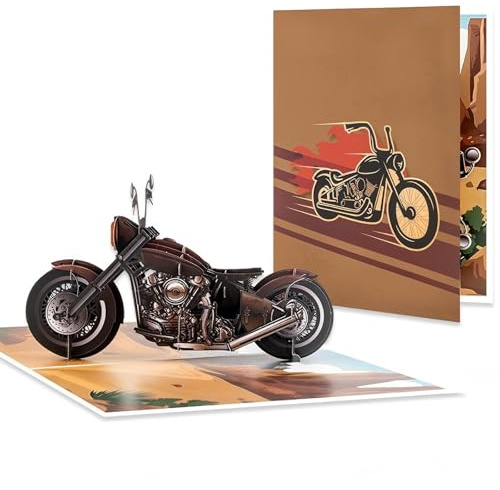 PLUSHCEWT 3D Motorrad Pop-Up Geburtstagskarte für Männer mit Umschlag – Fahrrad 3D Karte als Geschenk für Motorradfahrer, Vatertagskarte für Papa, Biker Grußkarte