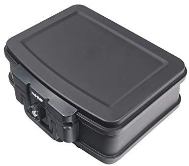 HMF 250452 Feuerfeste Wasserdichte Dokumentenbox | DIN A4 | 44,5 x 16,5 x 33 cm | schwarz