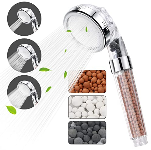 Vicloon Duschkopf, Handbrausen Filtration mit 3 Strahlarten und 6 Austauschbar Duschkopf Kalk Filter, Wassersparend Druckerhöhend Duschkopf für Sprühung Massage und MischungHandbrausen