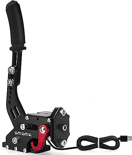 aikeec 64Bit Frein à main PC USB Frein a main pour Lo Gitech G25 G27 G29 G920 G923 Thrust Master T300 T500 T248 T128 T80 TS-XW, Mettre à jour Sim Racing Games Câble en nylon 2m/ressort renforcé/Noir