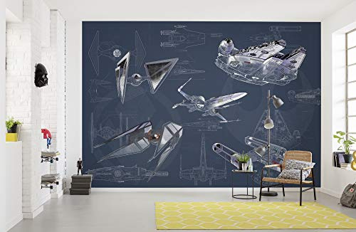 Komar Star Wars - Papel pintado fotográfico, Fieltro, Blau, Grau, 400 x 280 cm (Breite x Höhe), Bahnbreite 50 cm