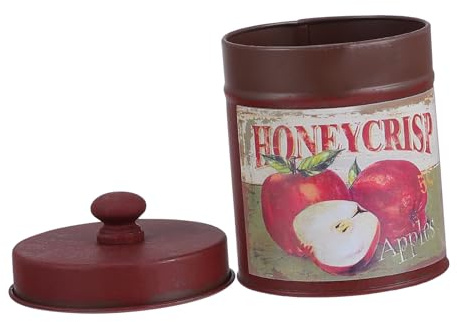 Red Retro Style Airtight Metal Biscuit Tin with Lid, Vintage Style Round Biscuits Storage for DIY Candles, Dry Storage, Spices, Tea, Candy, Party Favors, and
