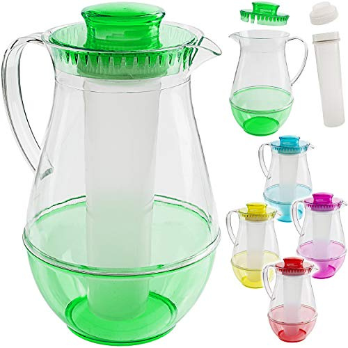 alles-meine.de GmbH 2 Liter - große Kühl - Kanne/Krug/Getränkespender - mit EIS Kühlelement - bunt - Karaffe Kühlkaraffe - Kühlkrug - Wasserkrug/Getränkekrug - Saftkanne - ..