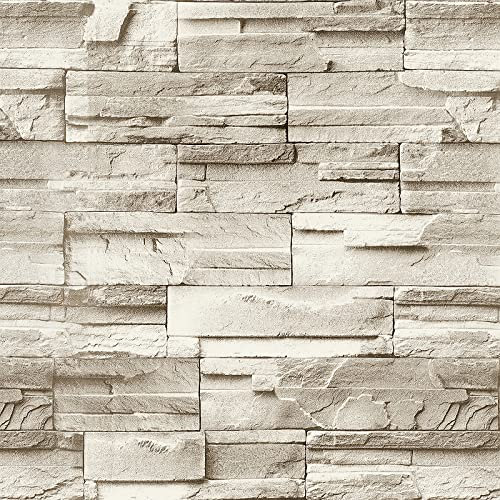 Jeweluck Faux Stone Wallpaper Peel and Stick Brick Wallpaper 17.7”×787.4”