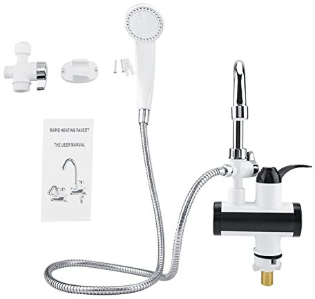 Chauffe-Eau Douche Instantané Électrique, Robinet avec Affichage LED Numérique, Pommeau de Douche Inclus, Installation Facile Sans Réservoir, Sous Afflux