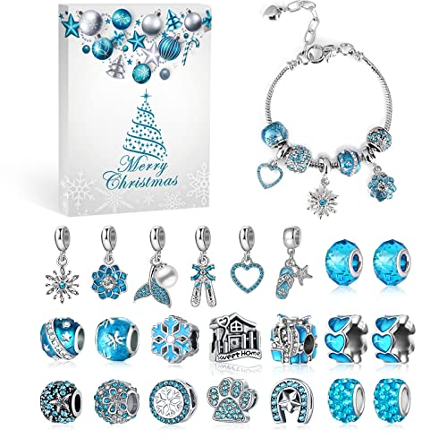 MJARTORIA Advent Calendar Jewellery for Girls, Christmas Calendar, Teenagers 24 Surprises Surprise Pack with Bracelet, Chain, Charms, Jewellery Making Set, Pendant
