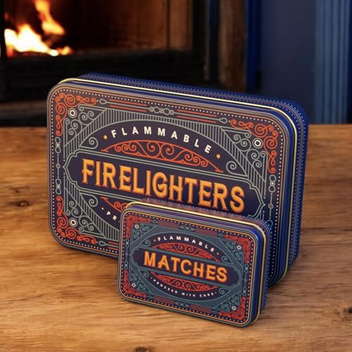 TINIT Firelighter and Match Tin Set (Blue)