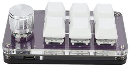 Leapiture Mini Clavier Mécanique de Jeu à Une Main Multifonction avec 6 Touches et Bouton Lumineux RGB