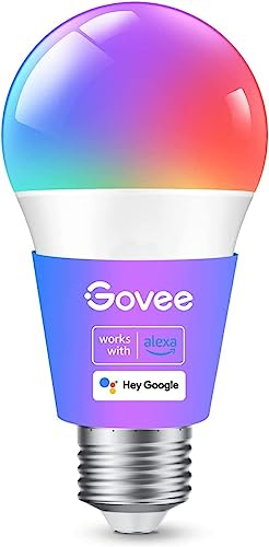 Govee Smart Glühbirne E27, WLAN Lampe RGBWW dimmbare mit 16 Millionen Farben, Smart Bulb Musiksync, 54 Szenen, App und Sprachsteuerung, LED Lampe Funktionieren mit Alexa Google Assistant, 1 Stück