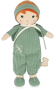 KALOO - Tendresse - Meine Erste Stoffpuppe Olivia - 25 cm Große Puppe - Musselin-Overall - Hübsche Geschenkbox - Personalisierbares Band - Ab Geburt, K200010