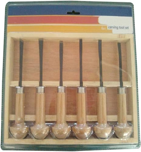 Samnuerly Schnitzmeißel-Set, Mikroholz-Schnitzmeißel-Set mit Holzkiste und Buchengriff, DIY-Skulpturen-Schnitzset für Erwachsene Anfänger (6-teilig)