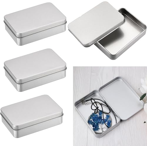AhLmA 4 Stücke blechdose mit deckel kleine box mit deckel Make up Behälter Klein Aufbewahrungsbox mit Deckel Geeignet Kerzen Oder zum Aufbewahren Salben Süßigkeiten (107 X 73 X 25mm)
