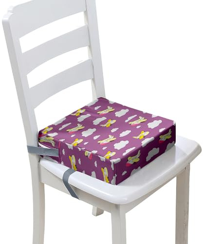 FANSU Kinder Sitzkissen Sitzerhöhung Stuhl, Karikatur Flugzeug Druck Baby Kind Sitzkissen Quadrat Zerlegbar Kleinkinder Esszimmerstuhl ErhöHen Pad Esszimmer Boostersitze (Lila,32x32x8cm)