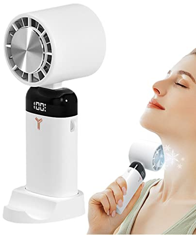 COMFOLIVING Refroidisseur de ventilateur sans pales, ventilateur de table rechargeable | Refroidisseur de ventilateur de voyage USB silencieux avec écran numérique, ventilateur portable à 3 vitesses