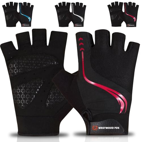 WESTWOOD FOX Gants de Cyclisme pour Hommes et Femmes, Gants de vélo de Montagne à Demi-Doigts Respirants avec Paume rembourrée antidérapante et amortissante, Gants de vélo de Route MTB