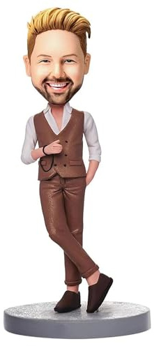 Benutzerdefinierte Bobbleheads Figur Puppe, Braune Herrenanzüge | Personalisierter Wackelkopf Figur Puppe Wackelkopf-Figur Personalisierte Geschenke Basierend Auf Ihren Echten Fotos
