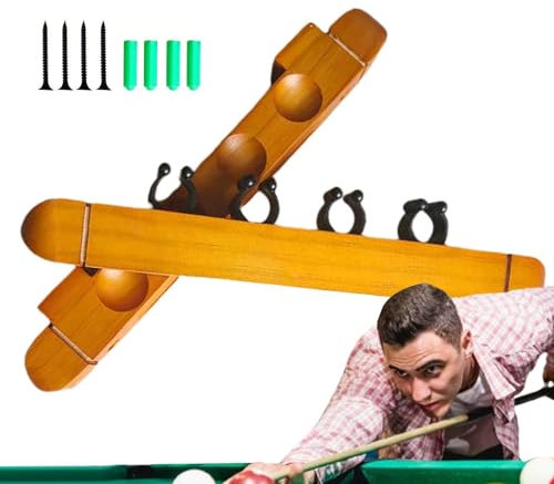 Pool-Queue-Rack, Wandhalterung, 4 Queue-Clips, Wandregal – Hartholz-Billard-Queue-Rack, stabiles und stilvolles Pool-Queue-Gestell, Billardzubehör für die Wand