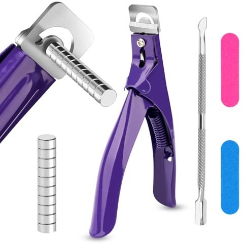 Coupe-ongles en Acier Inoxydable, Guillotine Capsule Ongle avec 10 Aimants Ajustable, Coupe Ongle Capsule pour les Ongles Acryliques et Faux Ongle, Outil de Manucure pour Salon et Maison (Violet)