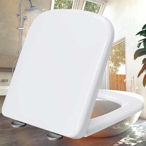 Wc Sitz Toilettendeckel Antibakteriell Absenkautomatik Abnehmbarer Familien Toilettensitz Klositz Wc Sitz Toilettensitz Einfach Installieren und Reinigen,white-34 * 45cm