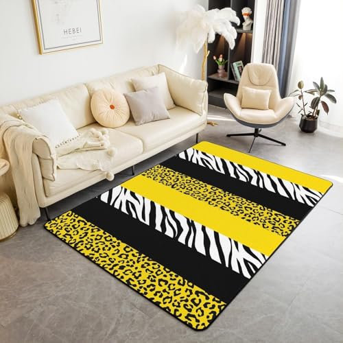 Kind Teppich 80 X 160 cm / 31.49 X 62.99, Schlafzimmer Teppich, 3D Teppiche Wohnzimmer Teppiche Weich rutschfest Teppich Für Wohnzimmer Schlafzimmer Bettvorleger Abstrakter Leopard-Zebra- -3H2D8W3