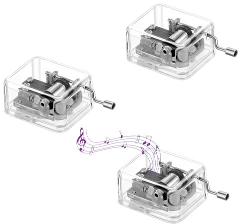 PARFCO 3 Pezzi Scatola Musicale a Manovella, Trasparente Scatole Musicali Vintage, Acrilico Carillon Regalo, Offre Tre Tipi di Canzoni, per Decorazione, Regalo e Commemorazione