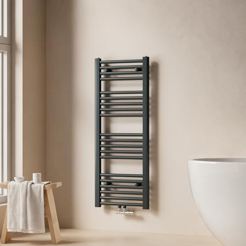 EMKE Toallero de Baño 1000x400 mm, Antracita, 356 W | Toallero con Conexión Central, Radiador de Baño, Calefacción de Toallas