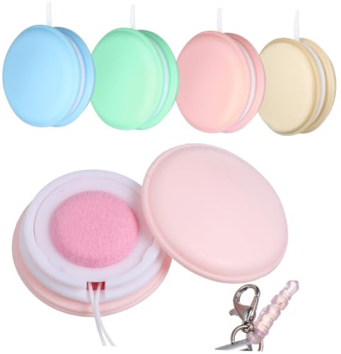 GARVALON Macaroni Phone Screen Cleaner, 4pcs Dual Sided Silicone and Pp Screen Wipes with Lid, Lanyard and Buckle for Phone, Tablets and Camera Lenses Random Color