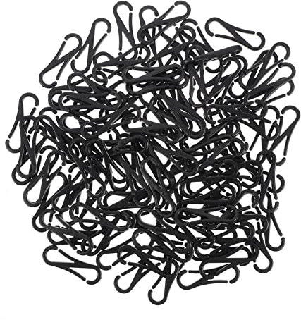 Happyyami 100 Stück Kunststoff Lanyard Haken Schwarz 8-förmige Doppelkopf Hakenschnalle Langlebig Leicht Praktisches Zubehör Für Camping Wandern Und Reisen