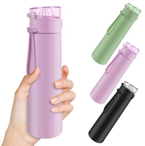 AMFUN 250ml Edelstahl Trinkflasche, 304 Edelstahl Wasserflasche mit Griff, Mini Doppelwandige Thermosflasche, Tragbarer Isolierflasche für Sport, Schule, Outdoor (Rosa)