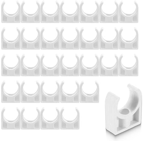 THXFUNAREA 30 PCS PPR Tubo Morsetti 20 mm Tubo Clip Bianco Plastica Acqua Fissi Clip fissatubi a scatto ft mm Singolo Tubo Clip per Il Fissaggio di Tubi in Cucine,Bagni e Piscine