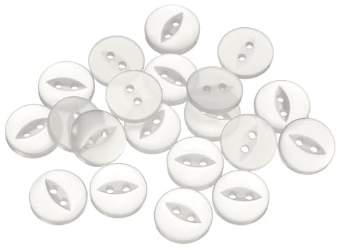 QUARKZMAN 12 Stück Knöpfe 15mm Harz Buttons zum Annähen 2 Löcher Runde Bastelknöpfe Glatt für Bekleidung Bettwäsche Hosen Hemd Blusen Kleider Rock Handwerk Selber Machen, Weiß