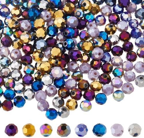 DICOSMETIC 400 pezzi 8 colori perline di vetro di cristallo 6 mm perline rotonde sfaccettate briolette perline distanziate perline di cristallo sfaccettate per la fabbricazione di collane bracciali e