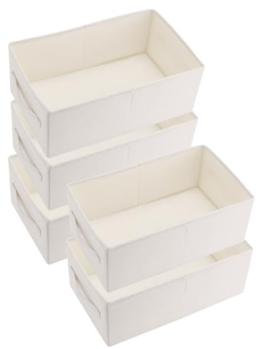 SINJEUN 5 Stück Aufbewahrungsboxen für Kleidung, 41 x 24 x 17 cm Beige Kleiderschrank Organizer, Aufbewahrungsbox Kommode Box Kleiderschrank Vliesstoff für Organizer Kleidung