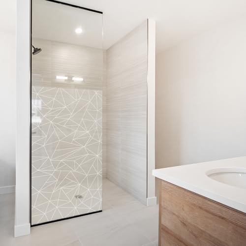 yabaduu Film Dépoli Occultant Paroi de Douche et Fenêtre Salle de Bain Film Givré Autocollant Imperméable Anti Regard Sticker Décoratif Vitrage Opaque YX001 (07 Triangles Blanc, 60 x 90 cm)