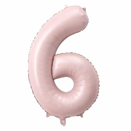 Alaoo Luftballon 6 Geburtstag Zahl, 40 Zoll Rosa Creme Folienballon, Riesenzahl Ballon für Mädchen Junge Geburtstag Party Dekoration Jahrestag Dekorationen