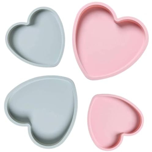 4PCS Cake Pan Silicone Baking Mold, Heart Shaped Cake Mould Pastry Baking Tray Mould Nonstick Cake Mold 6&8inch-Heart Type