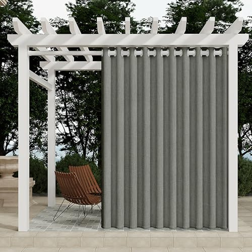 Tende impermeabili per esterni, isolate termicamente, con occhielli, per la privacy, per balcone, giardino, padiglione, facili da installare, colore grigio chiaro, disponibili in larghezze 2-5 m