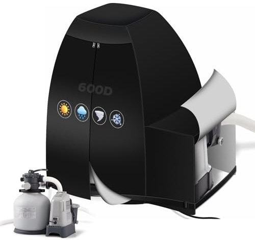 Gemsaya Poolpumpe Abdeckung, 600D Pumpenhäuschen für Poolpumpe, Wasserdicht & Isoliert Pumpenabdeckung Whirl-Pool, Spa-Heizpumpenabdeckung für Außenwanne, Pool