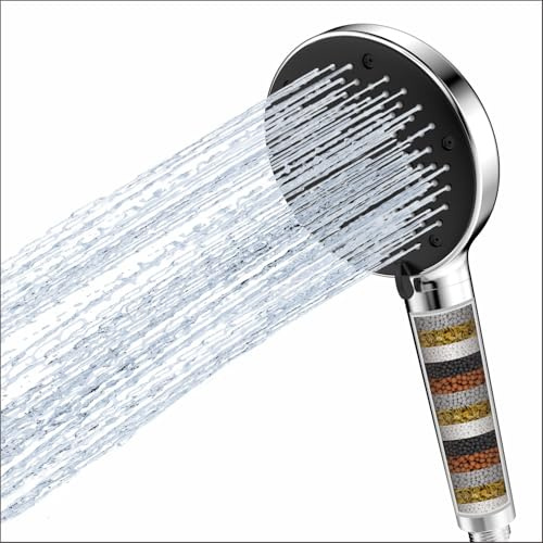 ELLO&ALLO Filter Shower Head for Hard Water, Shower Head Only, High Pressure 3 Spray Modes, 15 Stage Filtration for Chlorine Reduction, Anti-Limescale Nozzles, Chrome