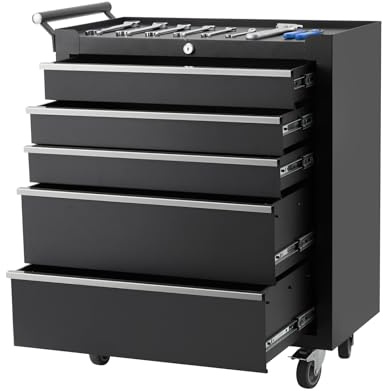Loumernhant 5-Drawer Rolling Tool Chest, Heavy Duty Tool Storage Cabinet with Drawers & Locking Mechanism & Wheels, Multifunctional Utility Tool Storage Chest Organizer for Warehouse, Repair Shop.