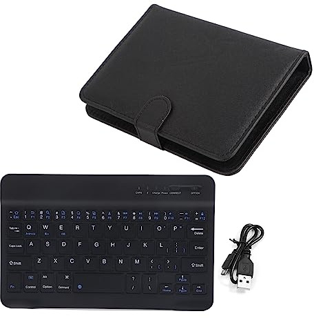 Teclado Bluetooth Inalámbrico Universal y Funda con Tapa con Soporte para Teléfonos iOS Android, Funda con Teclado Bluetooth a Prueba de Arañazos con Exterior Protector (Black)